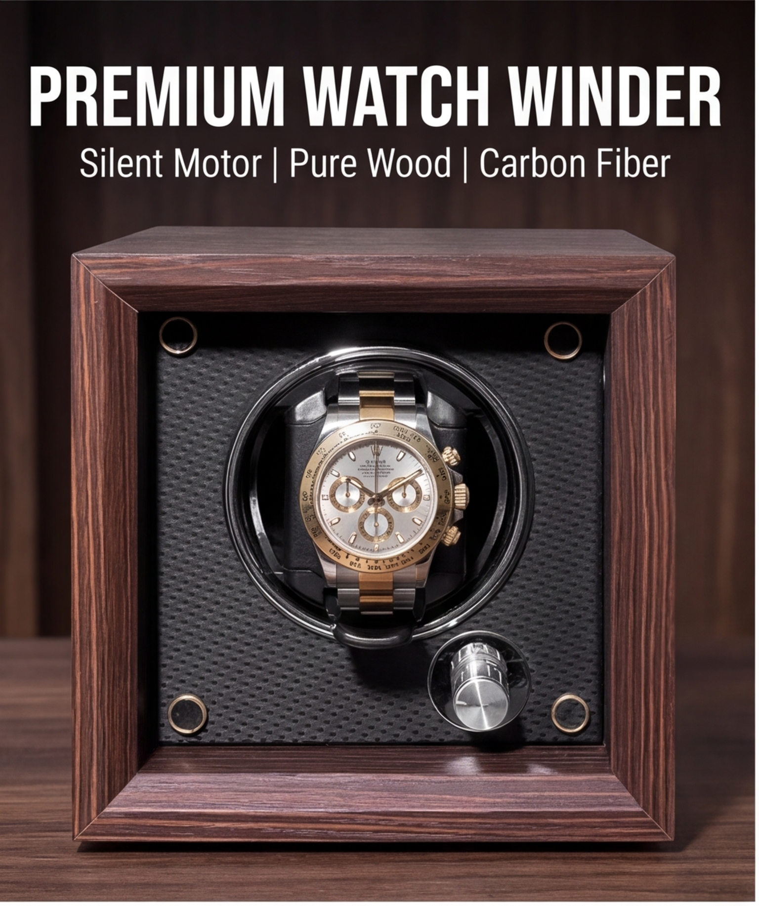 Premium Wood Watch Winder Carb - Luxury Watch Winder Box recensie en prijs