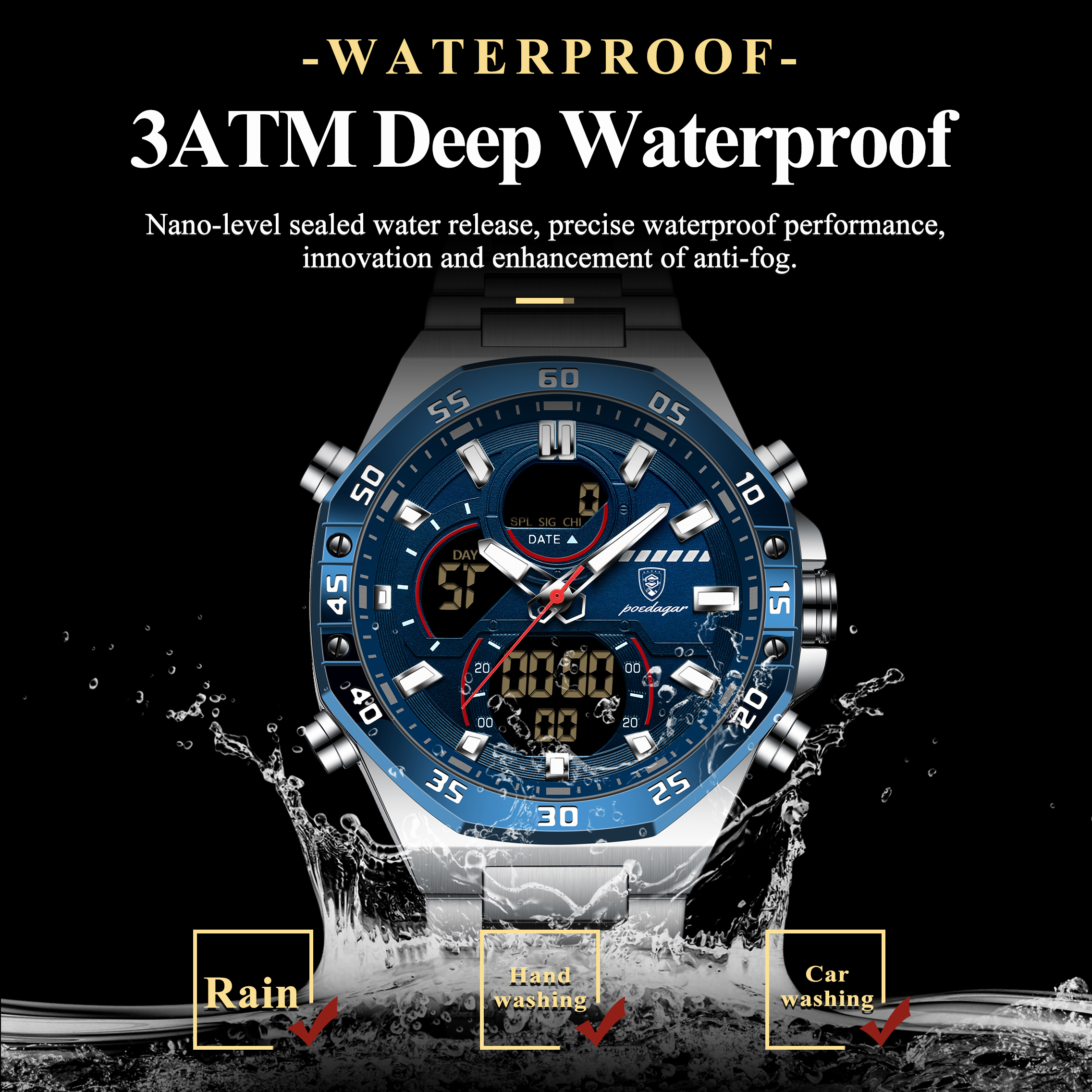 POEDAGAR Top Men Clock LED Lum - Minute Repeater Watch recensie en prijs
