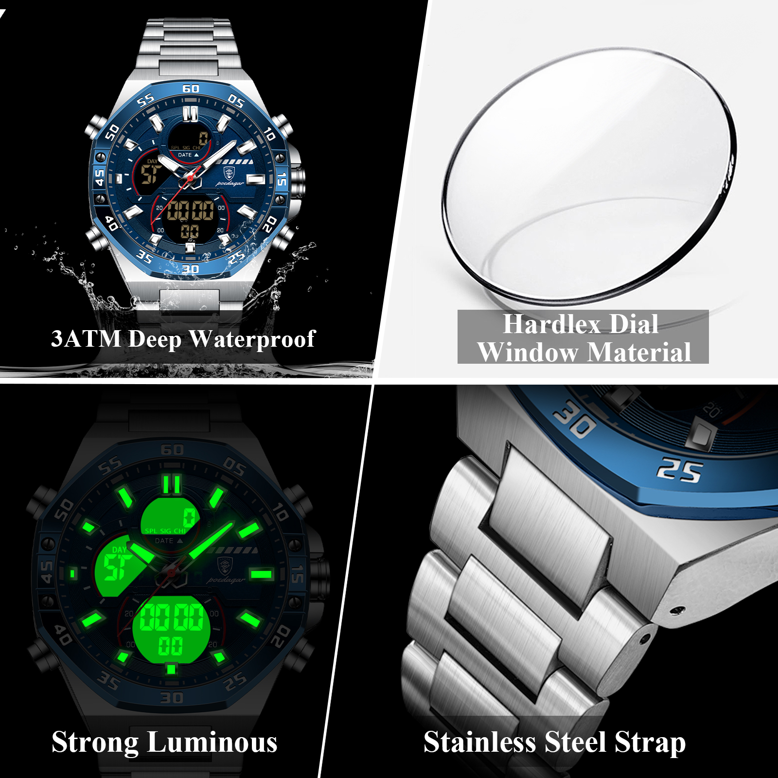 POEDAGAR Top Men Clock LED Lum - Minute Repeater Watch recensie en prijs
