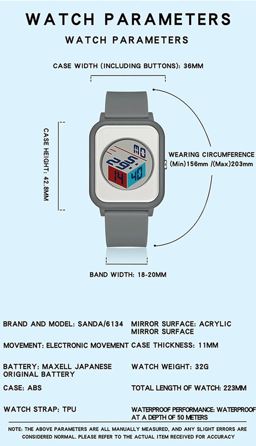 Sanda 6134 3D dial watch, male - Luxury Watch Shop recensie en prijs
