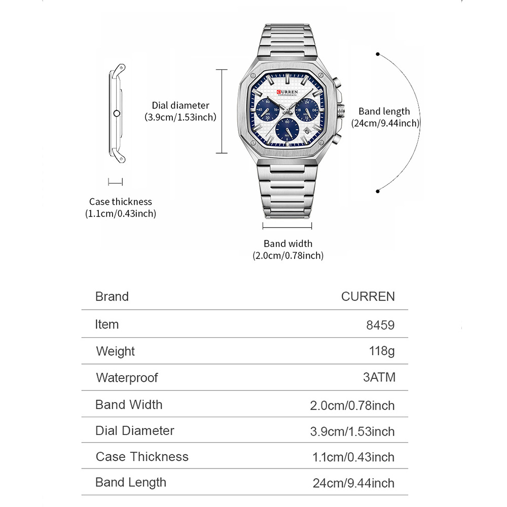 CURREN Luxury Square Chrono Wa - Luxury Watch Design recensie en prijs